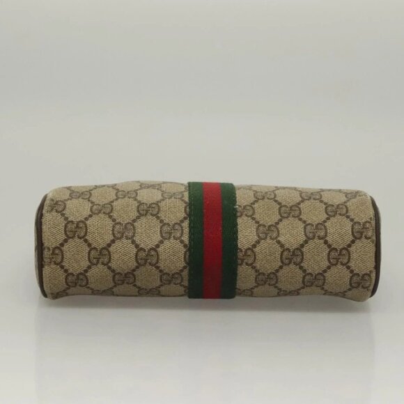GUCCI GG Supreme Web Sherry Line Clutch Bag PVC Beige Gold Auth BA4384 - Picture 7 of 16
